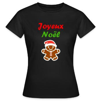 Joyeux noel pain d'épice - T-shirt Femme - noir - Devant - AI Model Female 172 dark (172cm)