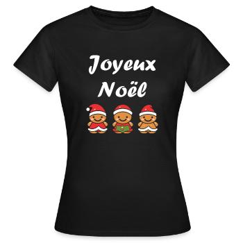 Joyeux noel pain d'épice - T-shirt Femme - noir - Devant - AI Model Female 172 dark (172cm)