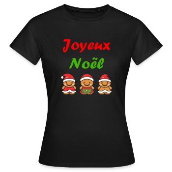 Joyeux noel pain d'épice - T-shirt Femme - noir - Devant - AI Model Female 172 dark (172cm)