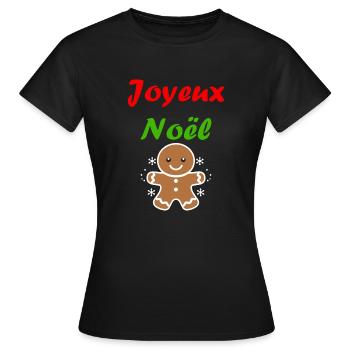 Joyeux noel pain d'épice - T-shirt Femme - noir - Devant - AI Model Female 172 dark (172cm)