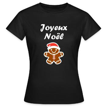 Joyeux noel pain d'épice - T-shirt Femme - noir - Devant - AI Model Female 172 dark (172cm)