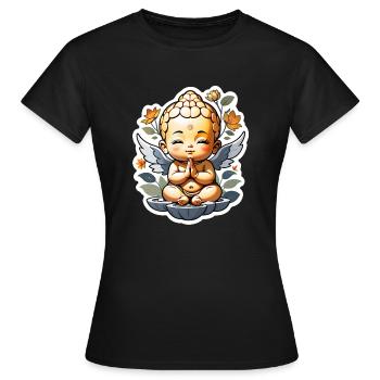 bébé Bouddha - meditation yoga relaxation - T-shirt Femme - noir - Devant - AI Model Female 172 dark (172cm)