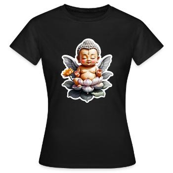bébé Bouddha - meditation yoga relaxation - T-shirt Femme - noir - Devant - AI Model Female 172 dark (172cm)