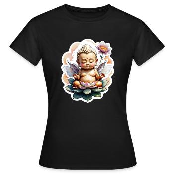 bébé Bouddha - meditation yoga relaxation - T-shirt Femme - noir - Devant - AI Model Female 172 dark (172cm)