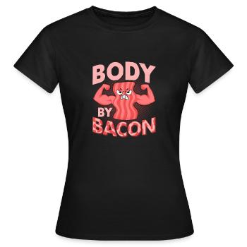Body By Bacon Jambon De Viande De Porc - T-shirt Femme - noir - Devant - AI Model Female 172 dark (172cm)