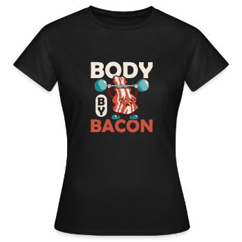 Body By Bacon Jambon Viande De Porc - T-shirt Femme - noir - Devant - AI Model Female 172 dark (172cm)
