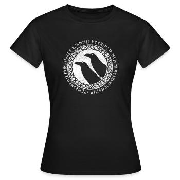 Viking Odins Ravens Huginn Munnin Nordic Mythology - Women's T-Shirt - black - Front - AI Model Female 172 dark (172cm)