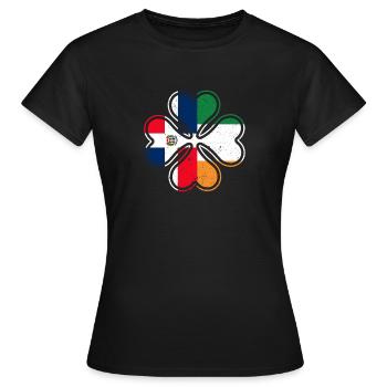 Irische Dominikanische Flagge Irland Kleeblatt - Frauen T-Shirt - Schwarz - Vorne - AI Model Female 172 dark (172cm)