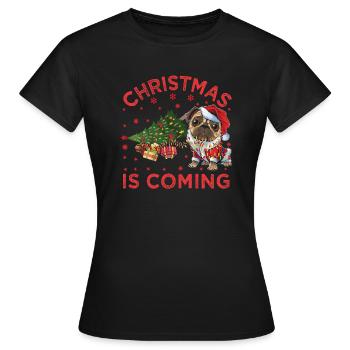 Noël arrive version chien - T-shirt Femme - noir - Devant - AI Model Female 172 dark (172cm)