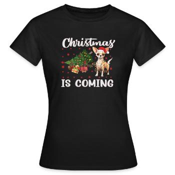 Noël arrive version chien - T-shirt Femme - noir - Devant - AI Model Female 172 dark (172cm)