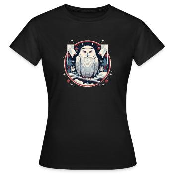 Harfang des neiges avec ornement de Noël - T-shirt Femme - noir - Devant - AI Model Female 172 dark (172cm)