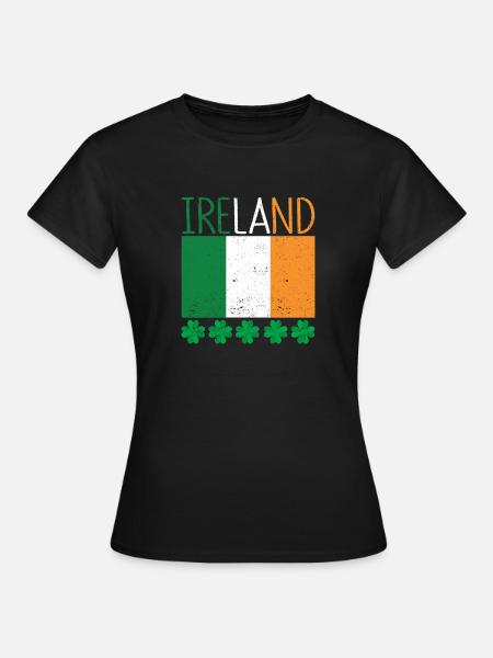 Drapeau irlandais patriotique Irlande trèfle - T-shirt Femme - noir