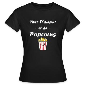 Humour pot de popcorn - T-shirt Femme - noir - Devant - AI Model Female 172 dark (172cm)