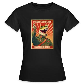 Lustiges Dinosaurier-Diktator-Propaganda-Poster - Frauen T-Shirt - Schwarz - Vorne - AI Model Female 172 dark (172cm)