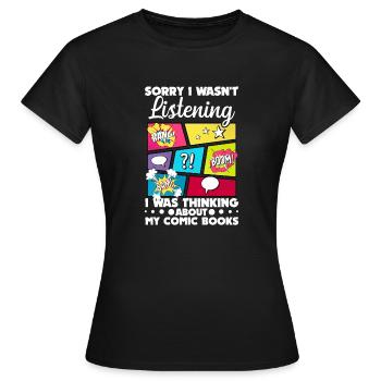 Comic Book Superhero Love - Women's T-Shirt - black - Front - AI Model Female 172 dark (172cm)