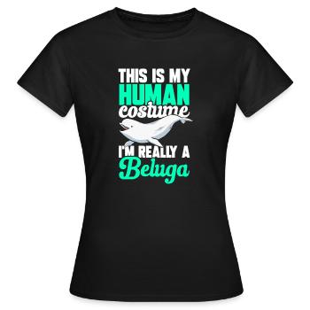 Weißwal Beluga Wal - Frauen T-Shirt - Schwarz - Vorne - AI Model Female 172 dark (172cm)