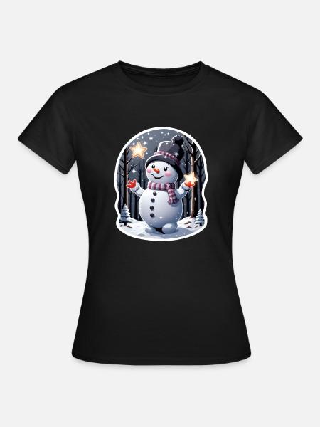 Schneemann - Frauen T-Shirt - Schwarz