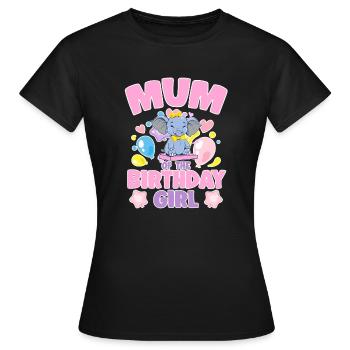 Mum Of the Birthday Girl Elephant Family Party - Frauen T-Shirt - Schwarz - Vorne - AI Model Female 172 dark (172cm)