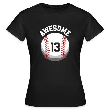 Fête de baseball du 13e anniversaire des enfants - T-shirt Femme - noir - Devant - AI Model Female 172 dark (172cm)