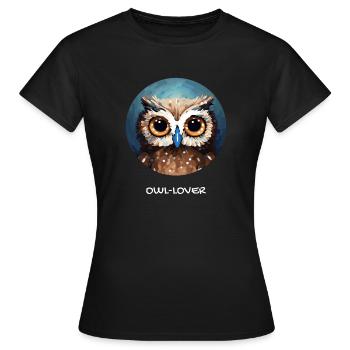 Amoureux des hiboux | Hibou - T-shirt Femme - noir - Devant - AI Model Female 172 dark (172cm)