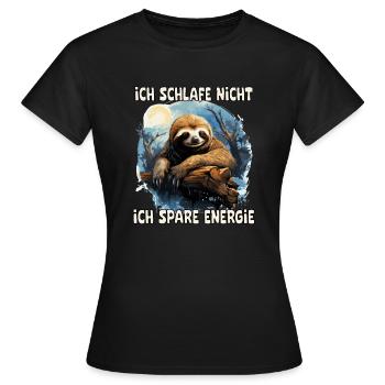 Je ne dors pas, j’économise de l’énergie, paresseux - T-shirt Femme - noir - Devant - AI Model Female 172 dark (172cm)