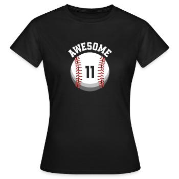 Fête de baseball du 11e anniversaire d’anniversaire des enfants - T-shirt Femme - noir - Devant - AI Model Female 172 dark (172cm)