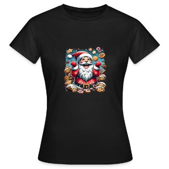 Drôle de Père Noël aime grignoter - Biscuits - T-shirt Femme - noir - Devant - AI Model Female 172 dark (172cm)