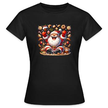 Drôle de Père Noël aime grignoter - Biscuits - T-shirt Femme - noir - Devant - AI Model Female 172 dark (172cm)