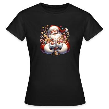Drôle de Père Noël aime grignoter - Biscuits - T-shirt Femme - noir - Devant - AI Model Female 172 dark (172cm)