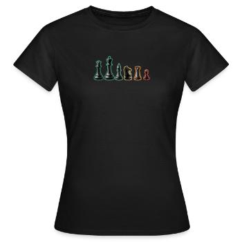 Pièces d’échecs, amateur de jeux de société, nerd, geek - T-shirt Femme - noir - Devant - AI Model Female 172 dark (172cm)