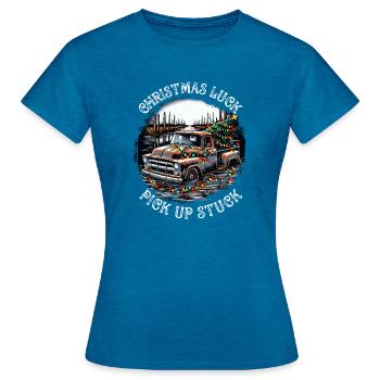 Chance de Noël - ramasser un morceau - dicton - T-shirt Femme - bleu saphir antique chiné - Devant - AI Model Female 172 dark (172cm)