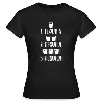 1 Tequila 2 Tequila 3 Tequila verschwommene Schnapsgläser - Frauen T-Shirt - Schwarz - Vorne - AI Model Female 172 dark (172cm)