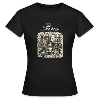 Paris - Frauen T-Shirt - Schwarz - Vorne - AI Model Female 172 dark (172cm)