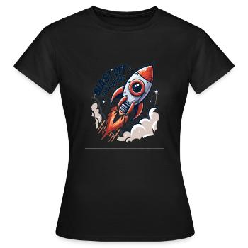 Cartoon Rocket - Début de l’aventure - T-shirt Femme - noir - Devant - AI Model Female 172 dark (172cm)