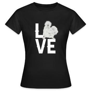 Seidenhuhn Silkie Chicken - Frauen T-Shirt - Schwarz - Vorne - AI Model Female 172 dark (172cm)