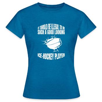 Eishockeyspieler Hockeyfan Eishockeyteam Eishockey - Frauen T-Shirt - Antikblaues Saphir meliert - Vorne - AI Model Female 172 dark (172cm)