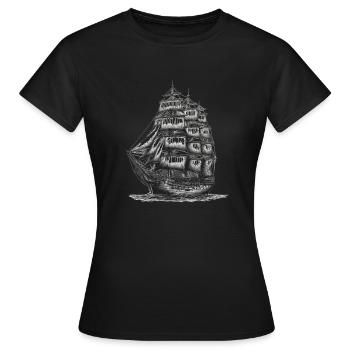 Dessin au crayon d’un vieux voilier - T-shirt Femme - noir - Devant - AI Model Female 172 dark (172cm)