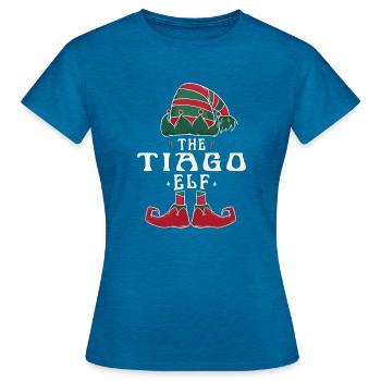 Tiago Elf famille Match groupe Noël maman papa - T-shirt Femme - bleu saphir antique chiné - Devant - AI Model Female 172 dark (172cm)