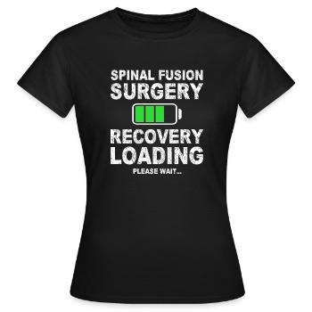 Wirbelsäulenversteifungschirurgie Erholung Belastung Lendenwirbelsäule - Frauen T-Shirt - Schwarz - Vorne - AI Model Female 172 dark (172cm)