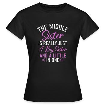 Middle Sister Gifts - Frauen T-Shirt - Schwarz - Vorne - AI Model Female 172 dark (172cm)