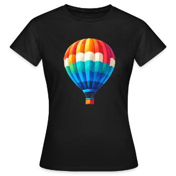 Bunter Heißluftballon im Klaren Himmel - Frauen T-Shirt - Schwarz - Vorne - AI Model Female 172 dark (172cm)