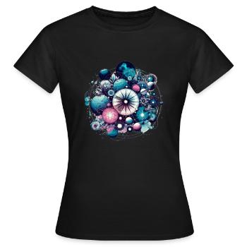 Kosmische Collage - Frauen T-Shirt - Schwarz - Vorne - AI Model Female 172 dark (172cm)
