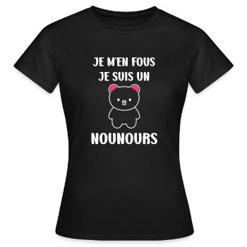 Ours en peluche petit nounours - T-shirt Femme - noir - Devant - AI Model Female 172 dark (172cm)