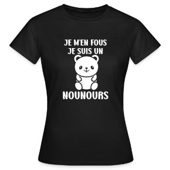Ours en peluche petit nounours - T-shirt Femme - noir - Devant - AI Model Female 172 dark (172cm)