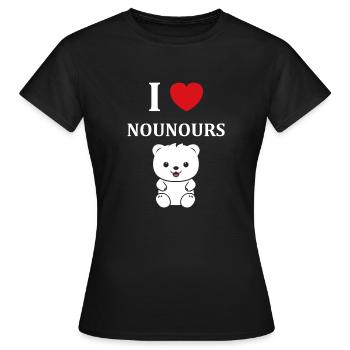 Ours en peluche petit nounours - T-shirt Femme - noir - Devant - AI Model Female 172 dark (172cm)