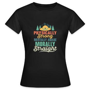Scout’s Creed : Strong, Awake, Straight Tee - T-shirt Femme - noir - Devant - AI Model Female 172 dark (172cm)