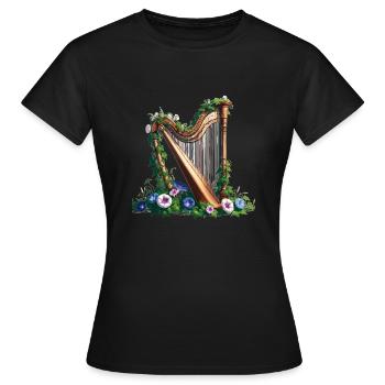 Grande harpe avec lierre et gloire du matin - T-shirt Femme - noir - Devant - AI Model Female 172 dark (172cm)