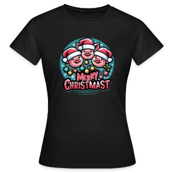 JOYEUX Noël - Repas de Noël rôti - T-shirt Femme - noir - Devant - AI Model Female 172 dark (172cm)