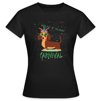 Teckel, Carnaval, Carnaval, Helau, Alaaf - T-shirt Femme - noir - Devant - AI Model Female 172 dark (172cm)