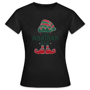 Mariana Elf Personalized Name Christmas Family - Women's T-Shirt - black - Front - AI Model Female 172 dark (172cm)